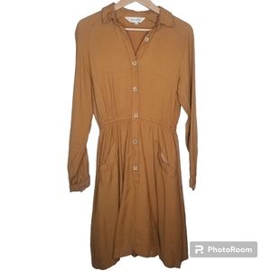 Anthropologie Button-Down Tan Dress